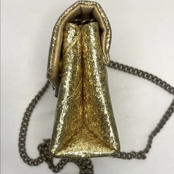 Kurt Geiger LIMITED EDITION- Gold Sparkle Mini Kensington 2-Way Bag EUC - Picture 8 of 17